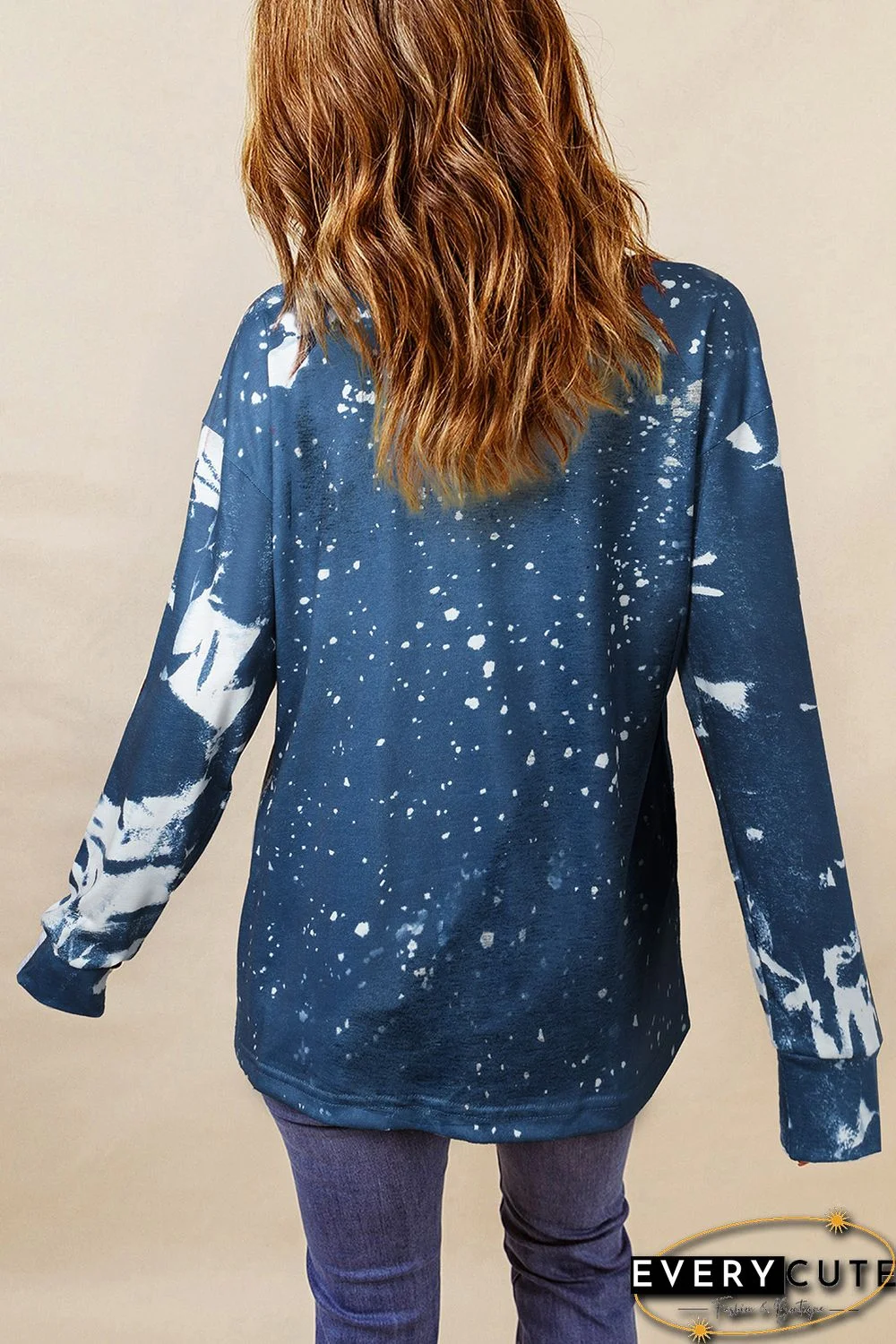 Multicolor MERRY Christmas Bleached Long Sleeve Top