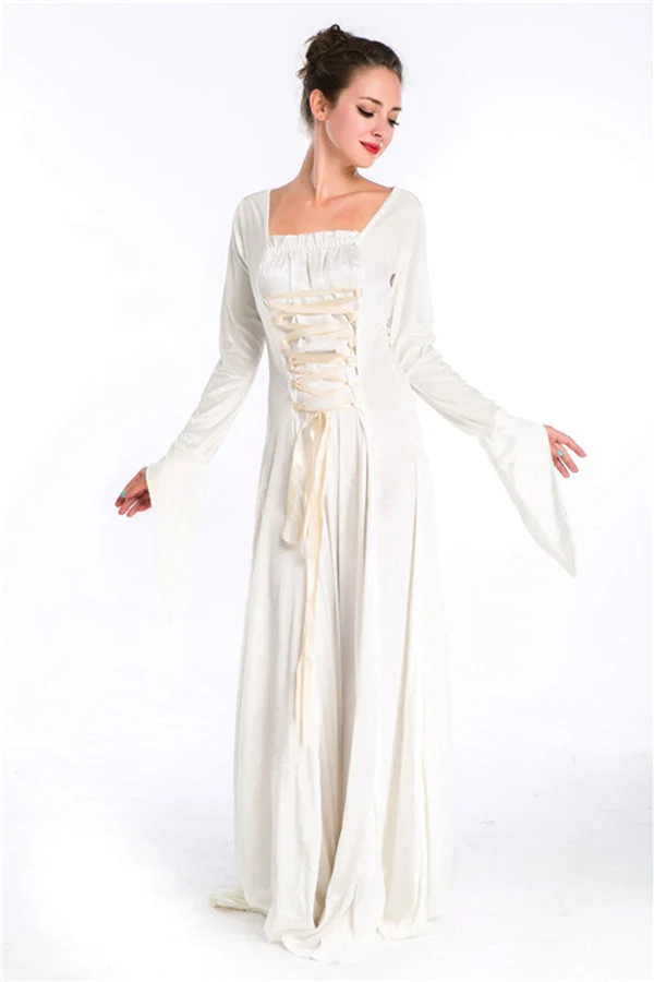 White Renaissance Princess Medieval Elegant Halloween Costume-elleschic