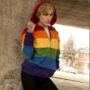 Arcobaleno felpa con cappuccio casual con cerniera