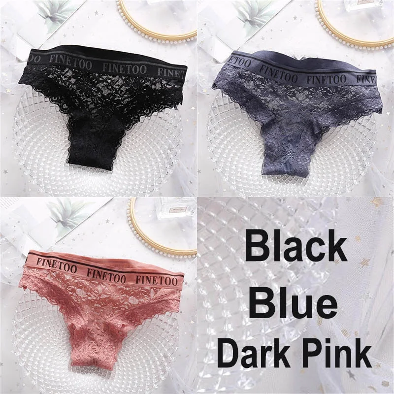 3PCS/Set Lace Panties Women Sexy Underwear Briefs Floral Lace Female Underpants Solid Color Intimate Lingerie Woman Panties M-XL