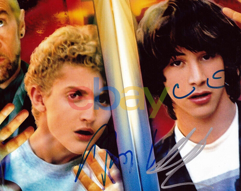 Keanu Reeves Alex Winter Signed 8x10 Photo Poster painting Bill and Ted's Excellent reprint