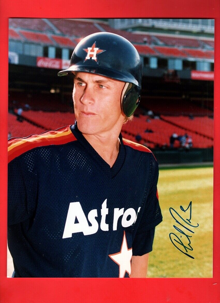 1995 PHIL NEVIN-HOUSTON ASTROS AUTOGRAPHED COLOR GLOSSY 8X10