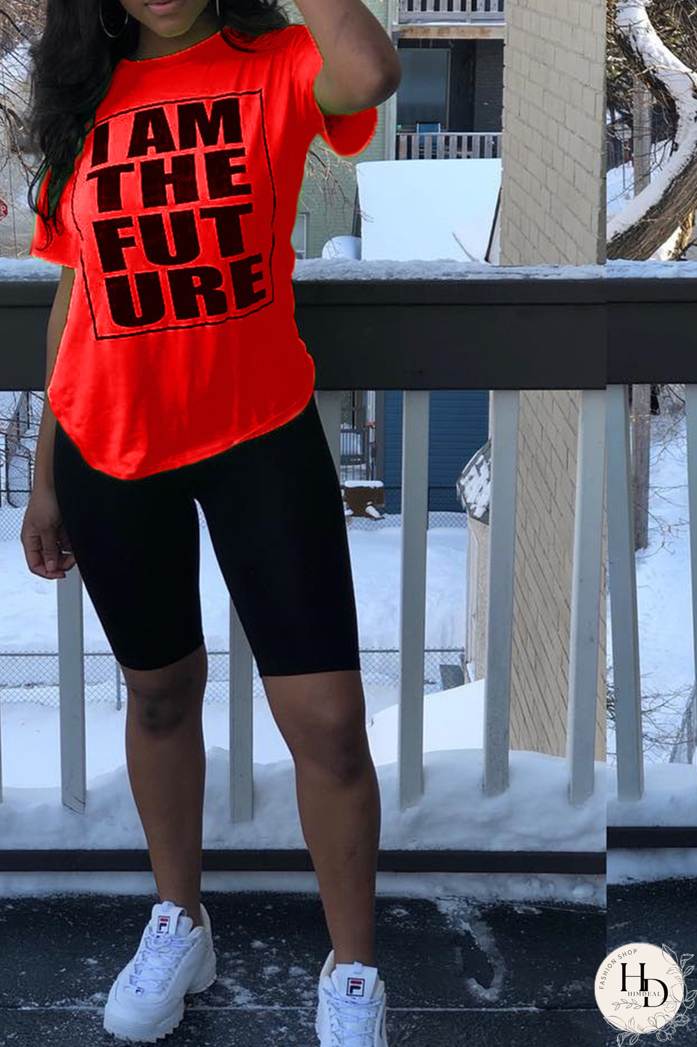 Red O Neck Short Sleeve Print Patchwork Tees & T-shirts