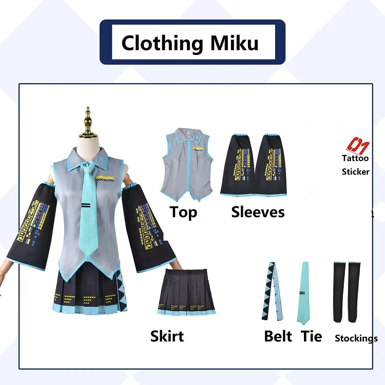 【Wetrose】In Stock Miku Cosplay Costume V2 01 Classic Female Male Fanart Vocaloid Anime Dress Kawaii Leather Latex Cos Wig Shoes Full Set