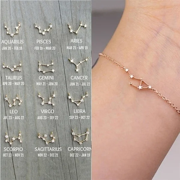 Europe and the United States 12 constellation bracelet crystal bracelet ladies gifts, Libra bracelet, twelve constellations jewelry, constellation jewelry, Libra jewelry, sister gifts