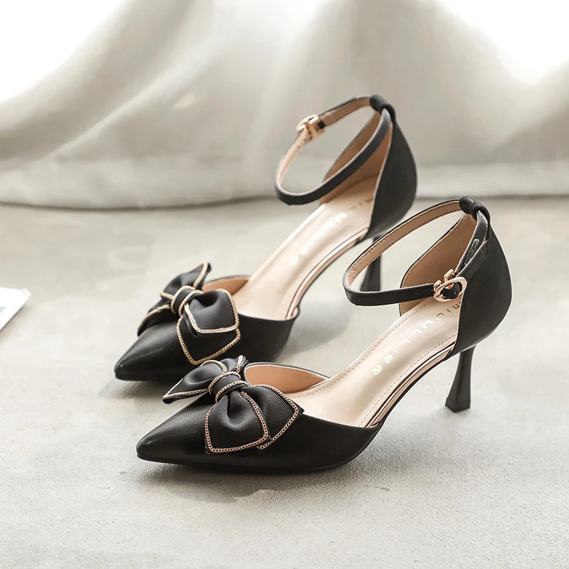 Breakj Breakj Bridesmaid Shoes Summer 2025 New Famous Temperament High Heels Fine Heel Sweet Bow Bow Head Sandals Woman