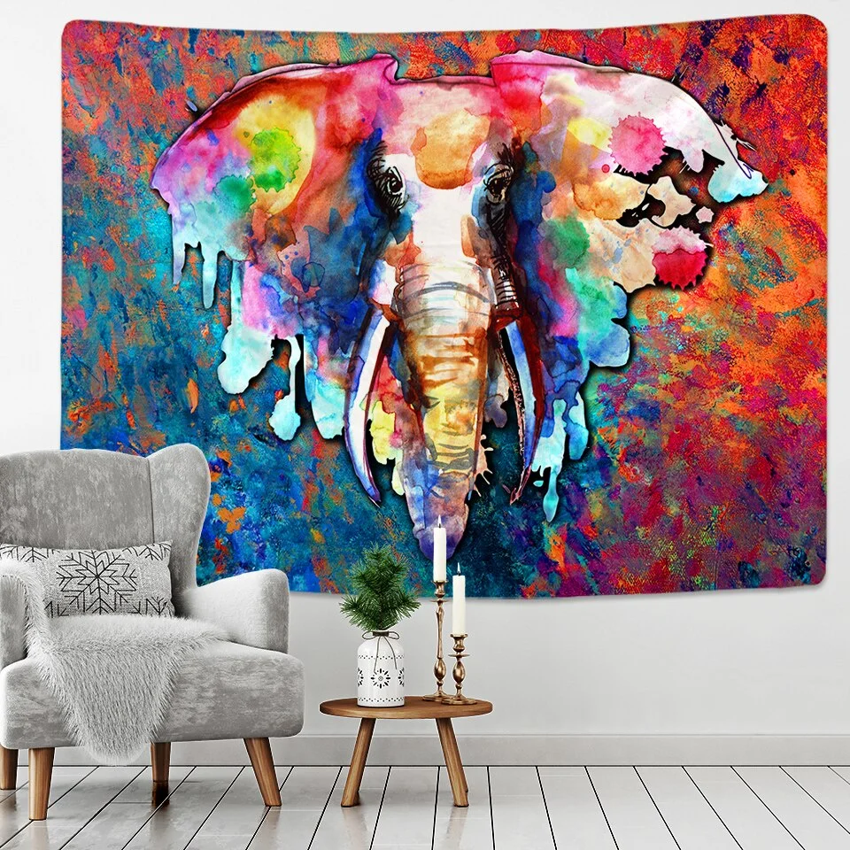 Bohemian Mandala Elephant Tapestry Wall HangingSandy BeachPicnic Throw Rug Blanket Camping Tent Travel Sleeping Pad Custom Room