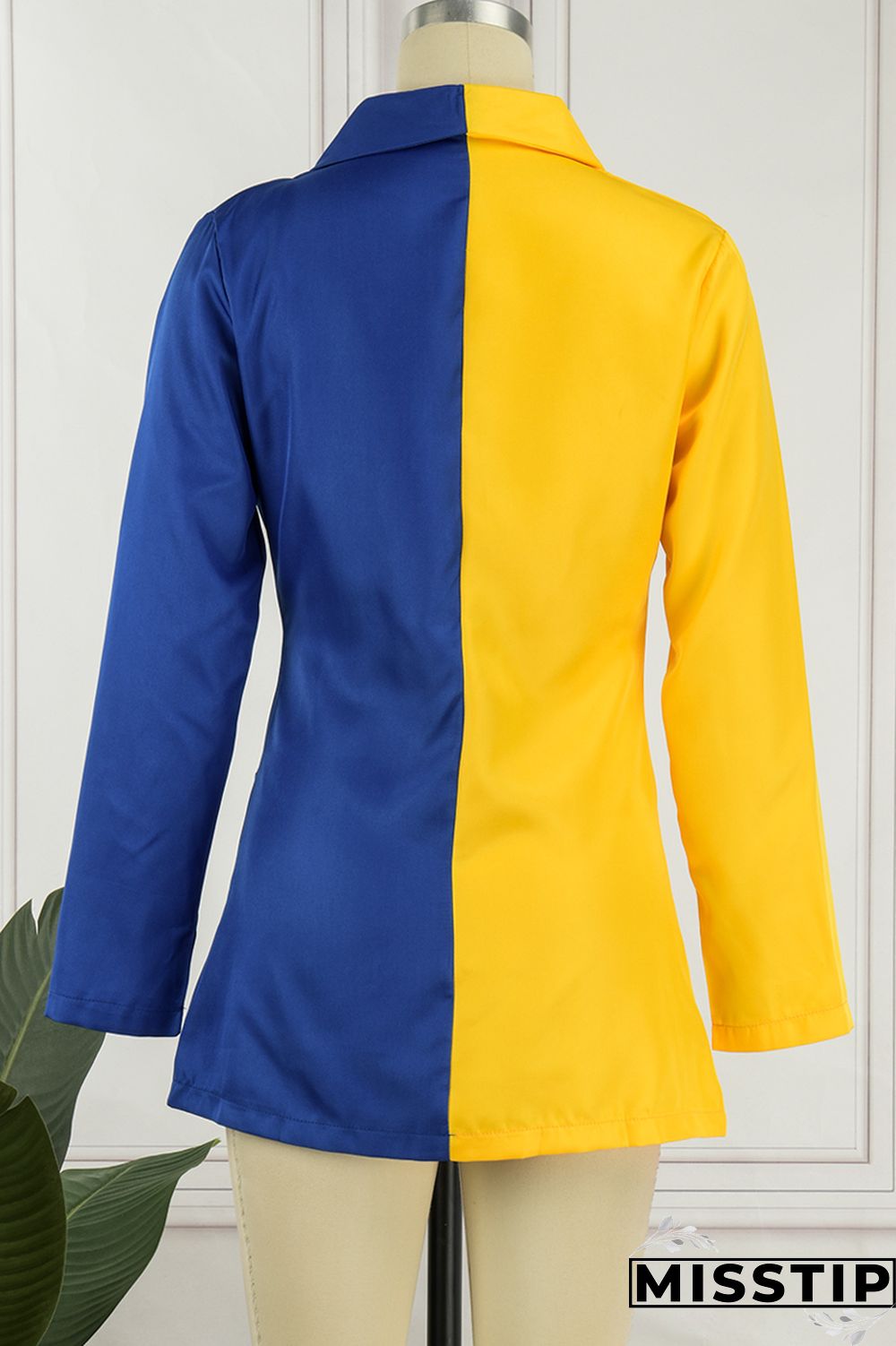 Yellow Casual Solid Patchwork V Neck Long Sleeve Dresses