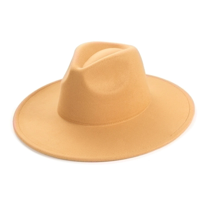 Unisex Elegant Solid Color Big Eaves Fedora Hat