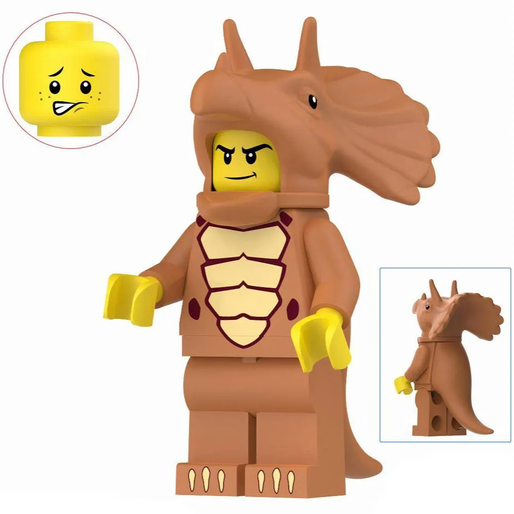 Brown Triceratops Costume Fan Custom Minifigure Minifigure Bricks monstertoys
