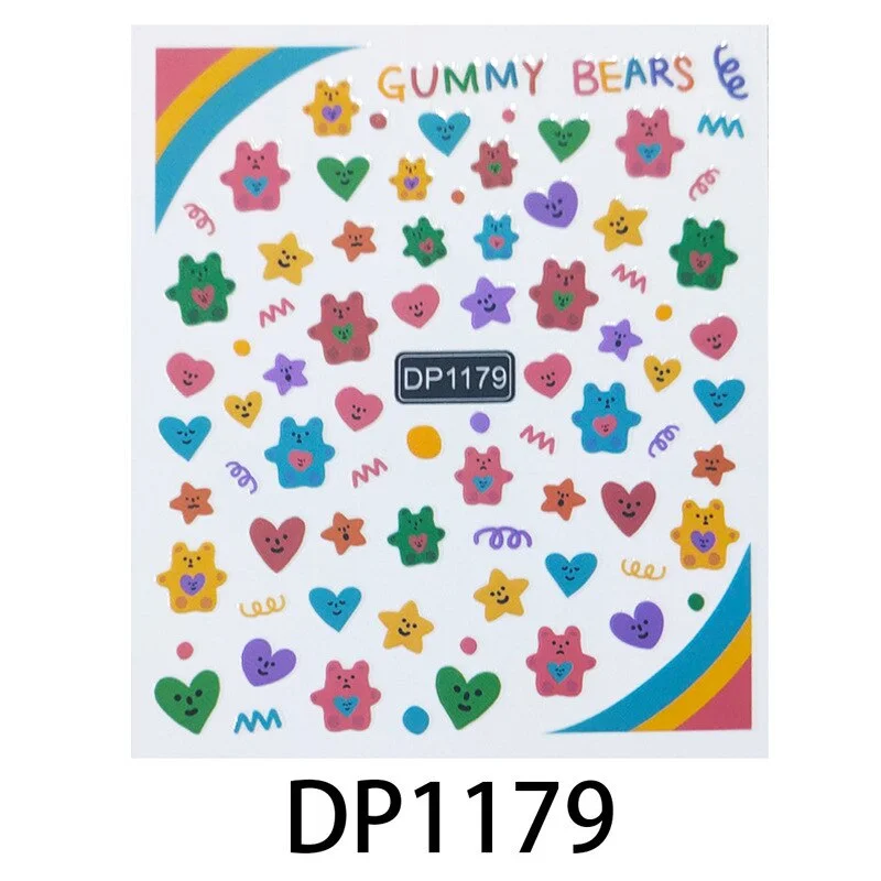 Nail Stickers Back Glue Black Color Leopard Gradient Cartoon Love Heart Designs Nail Decal Decoration Tips For Beauty Salons-Nail Inspo