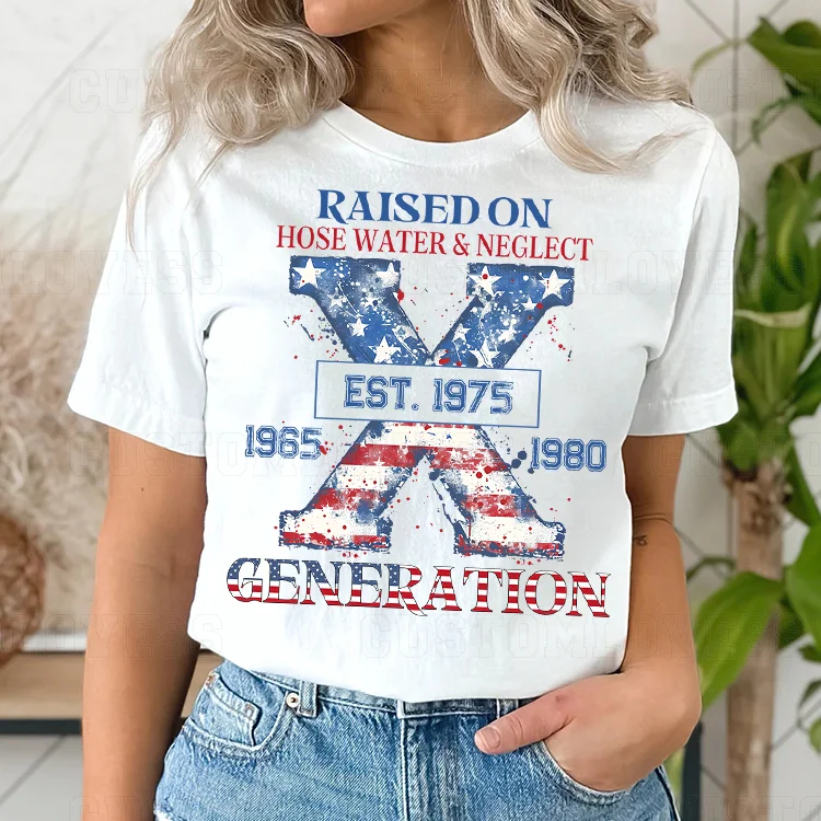 Custom X Generation American Flag Women T-Shirt
