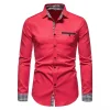Fashion men's solid color lattice  shirt