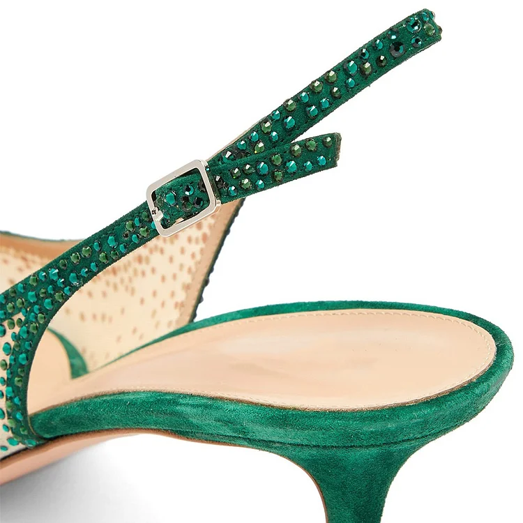 Green kitten heel outlet sandals