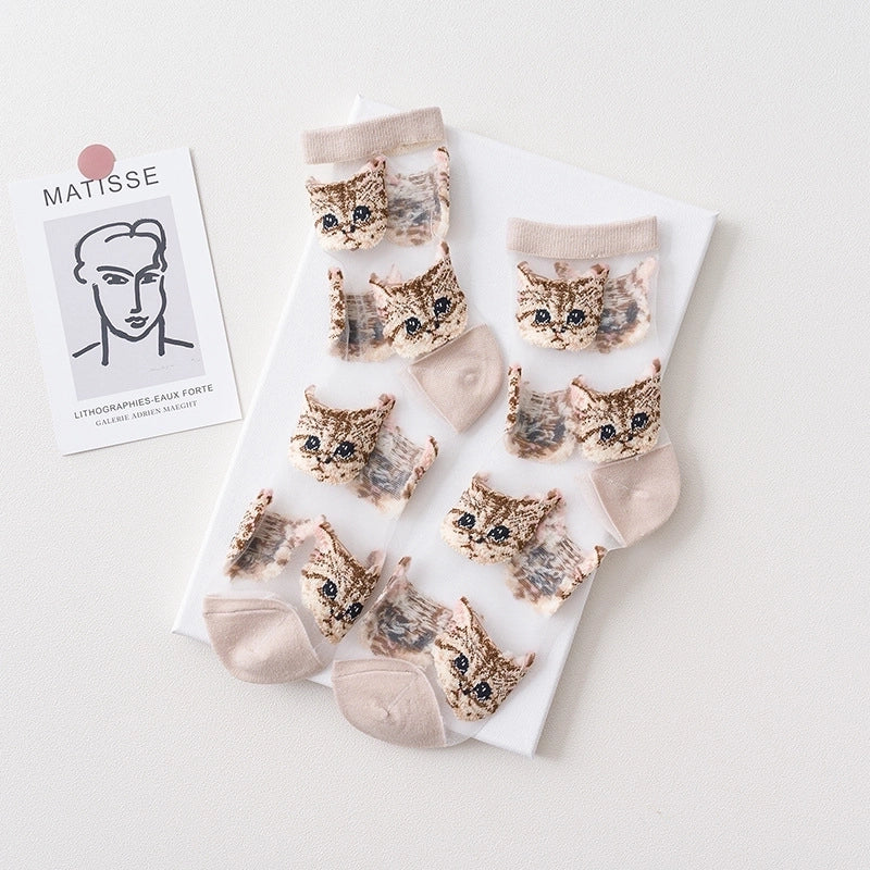 Women’s Fashion Cat Cotton Crew Socks