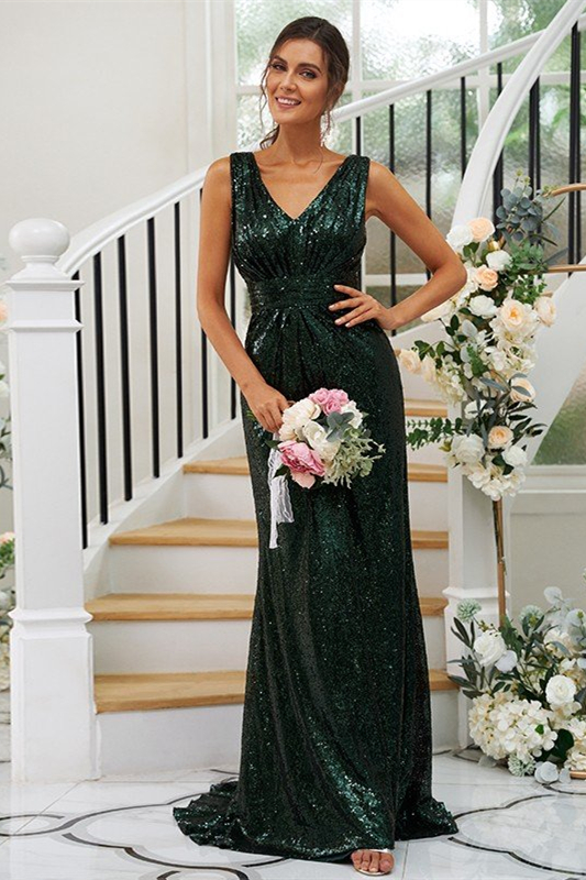 Sleeveless Sequins Bridesmaid Dress
