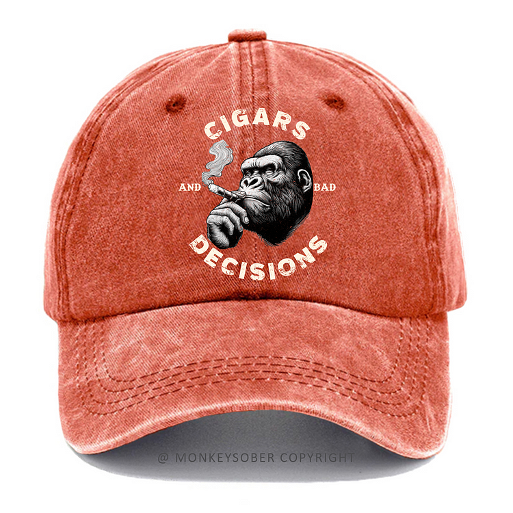 Cigars & Bad Decisions Washed Baseball Caps