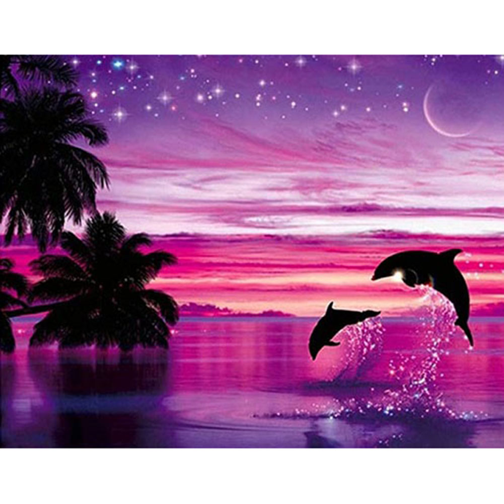

30*40CM - Round Drill Diamond Painting - Dolphin, 501 Original