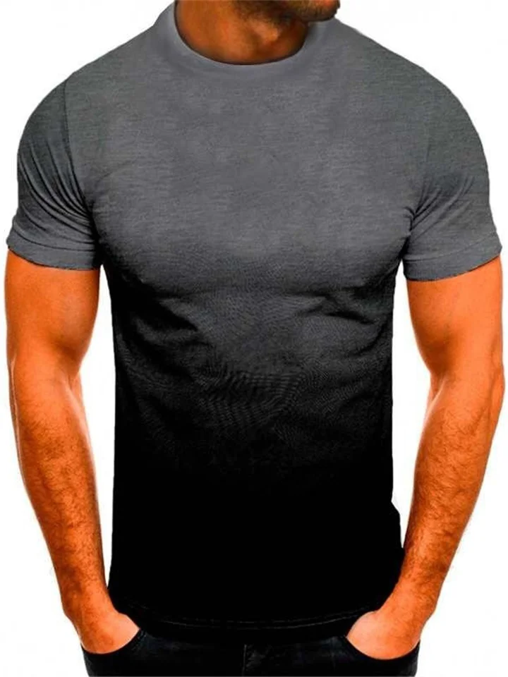 Summer Men's Casual Sports T-shirt Fashion Gradient Color Round Neck Short-sleeved Men's Sweatshirt S,M,L,XL,XXL,XXXL | 168DEAL