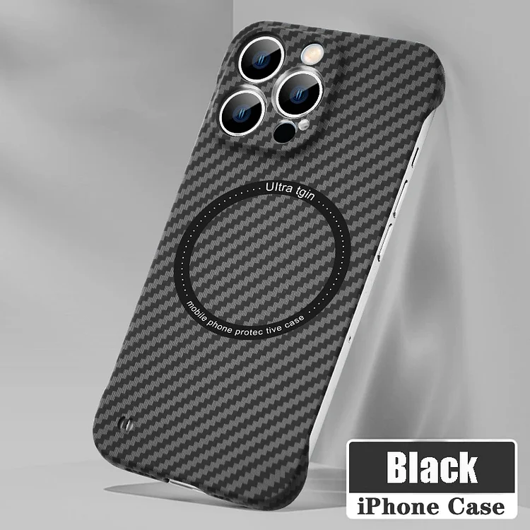 Carbon Fiber Frameless Magnetic Wireless Charger Case For iPhone