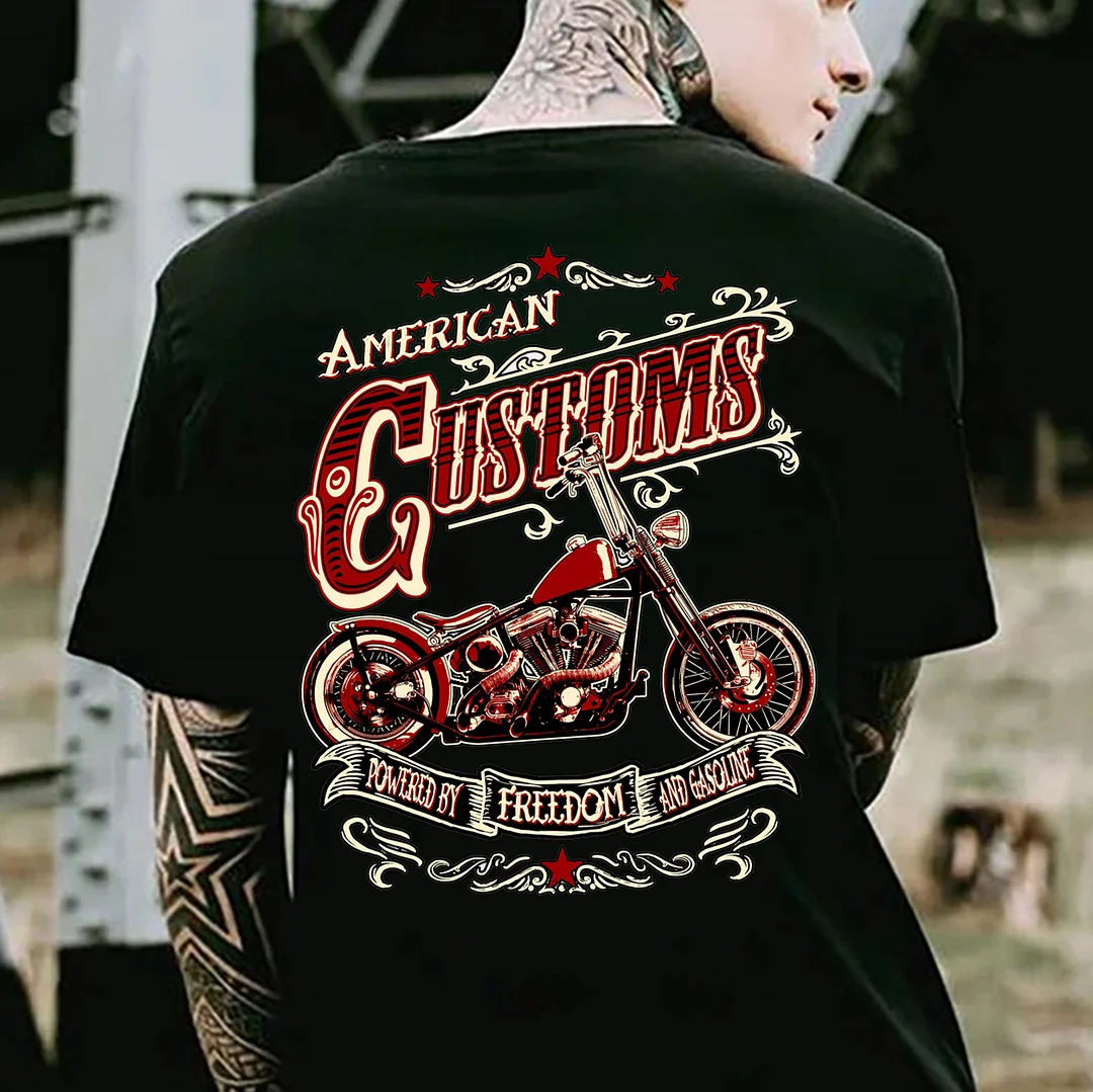 AMERICAN CUSTOMS Motorcycle Print Men's T-shirt