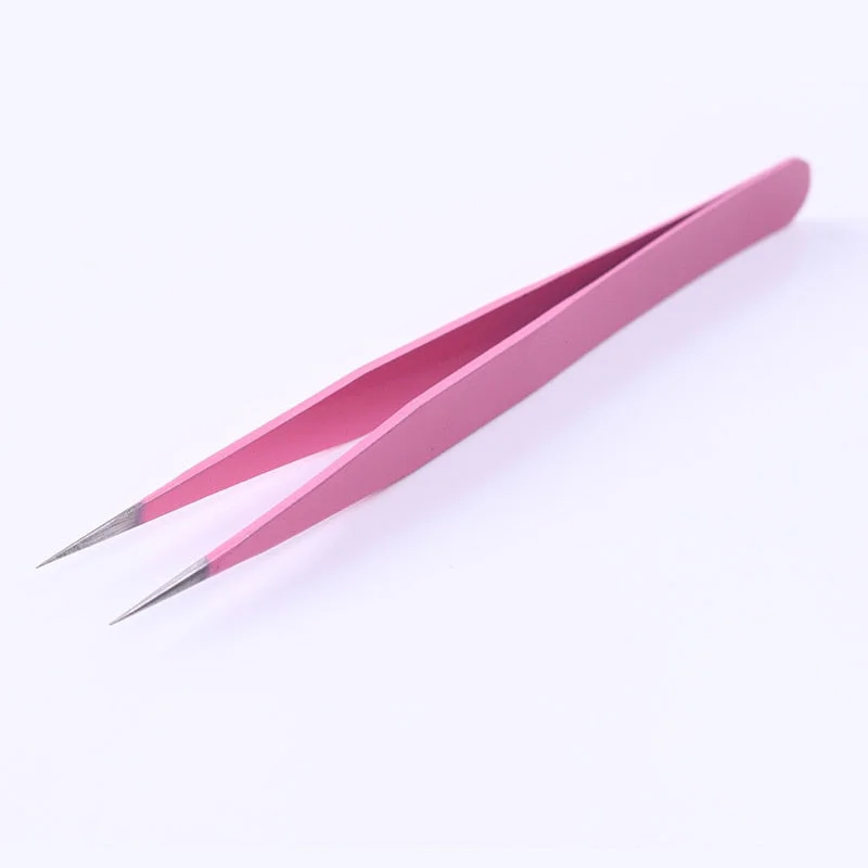 Straight Nail Tweezers with Silicone Pressing Head for 3D Sticker Rhinestones Water Sticker Picker Nails Tools Stainless Steel-Nail Inspo