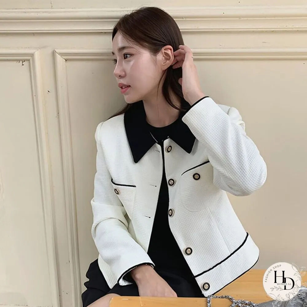 Autumn Korean Fashion Temperament Warm Short Jacket Women Elegant Lady Coats Single Button