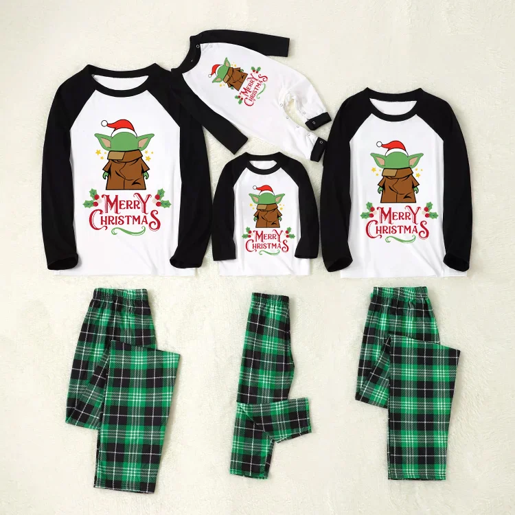 Baby Yoda Merry Christmas Family Matching Pajamas Set(Green)