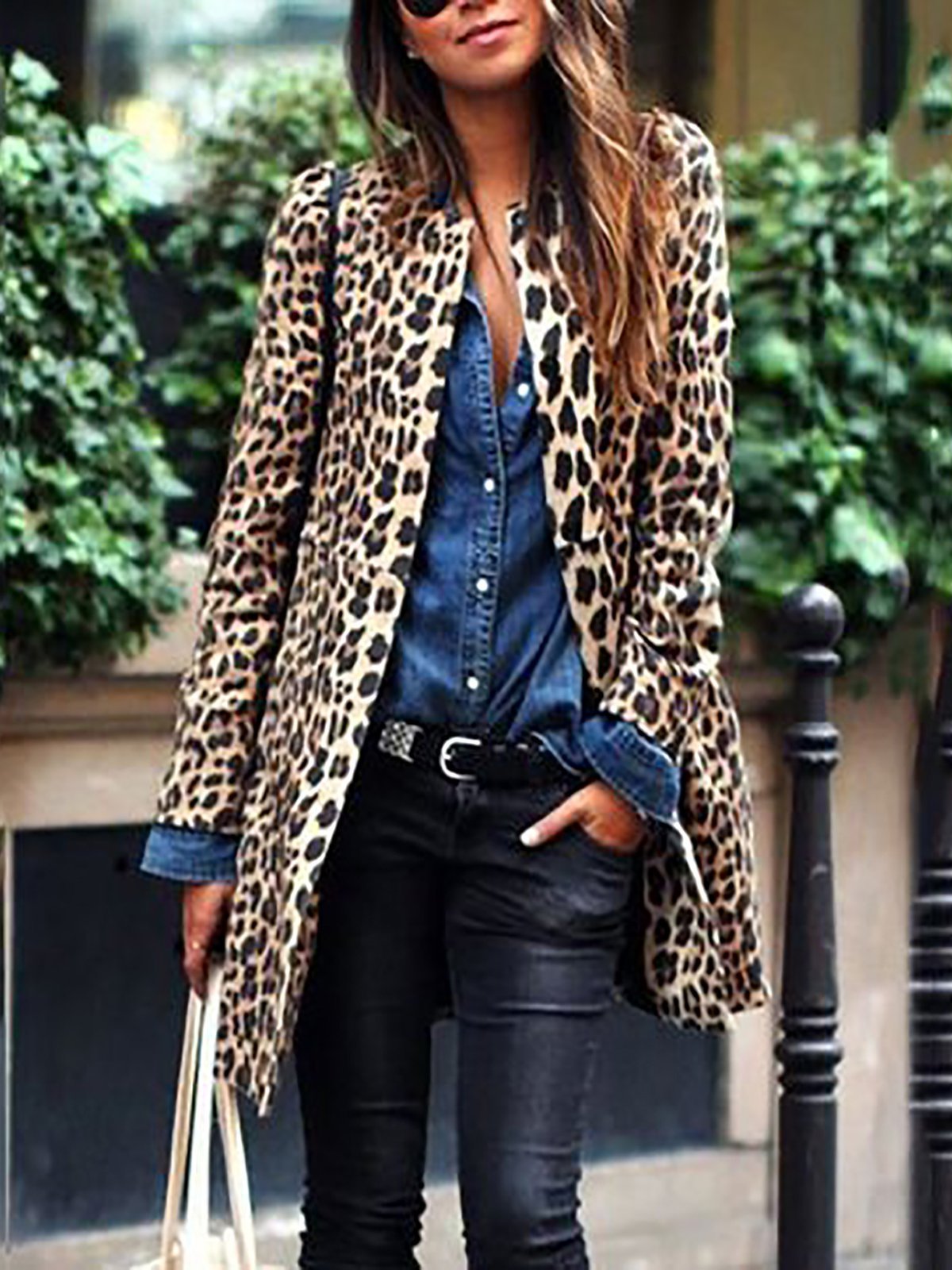 Plus Size Women Leopard Winter Warm Coat