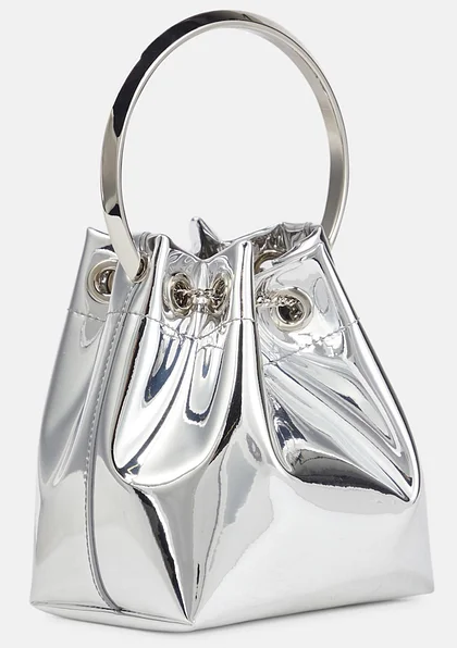 Metallic Round Handles Bucket Bag