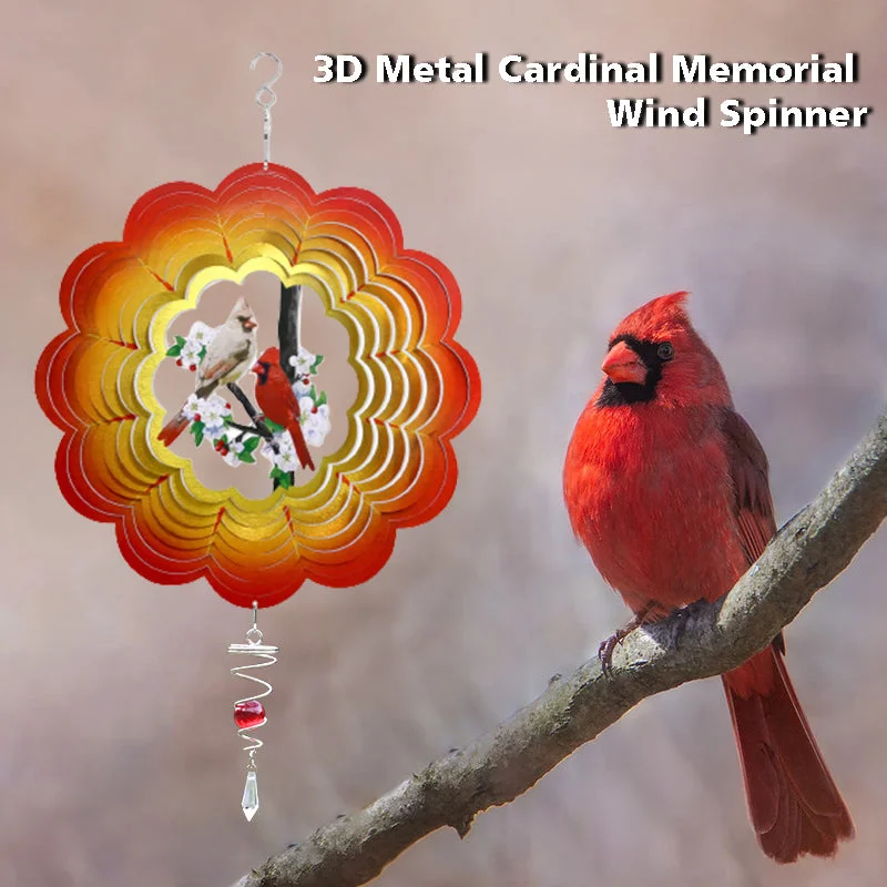 3D Metal Cardinal Memorial Wind Spinner