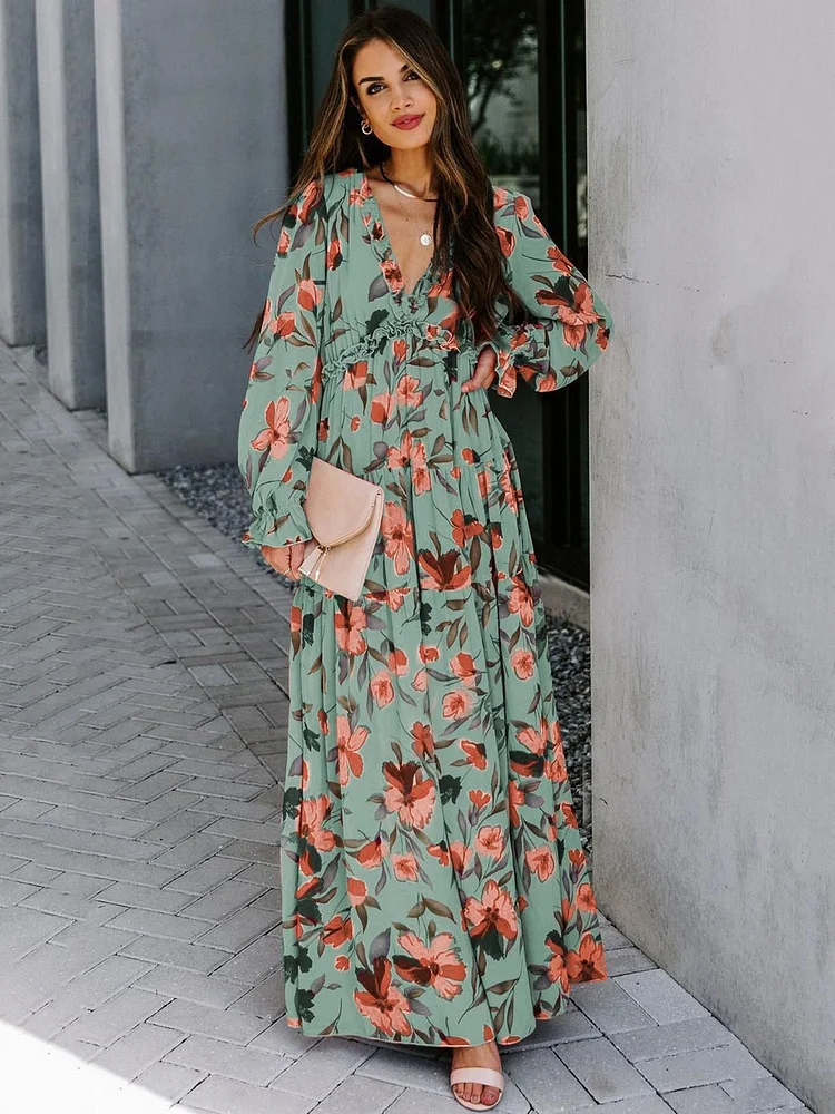 Fashion printed slim fit dress 