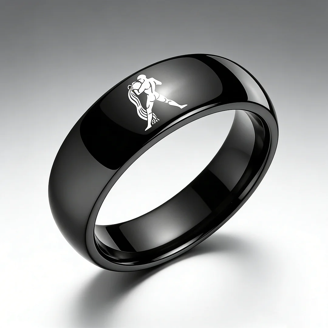 Dome Black Tungsten Carbide Rings Aquarius Couples Tungsten Wedding Bands for Men or Women 4MM 6MM 8MM