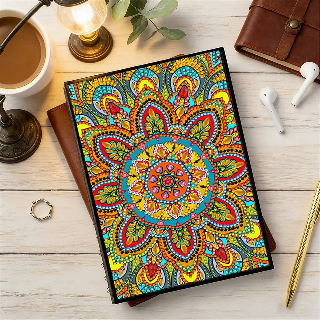 DIY Flower Diamond Painting Journals Notebooks 50 Pages A5 No Lines Special Shaped Diamond Art Kits for Beginners Craft Lovers and Artists (Mandala)