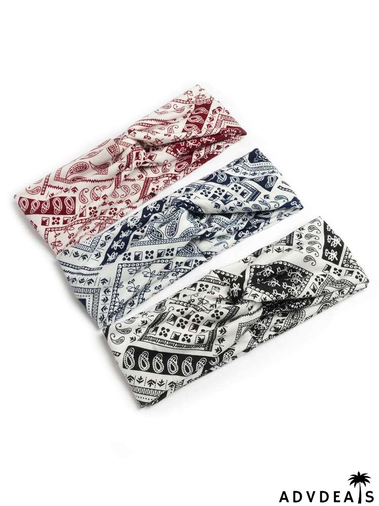 3pcs Paisley Print Hair Band