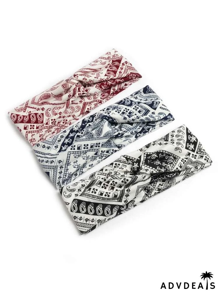 3pcs Paisley Print Hair Band