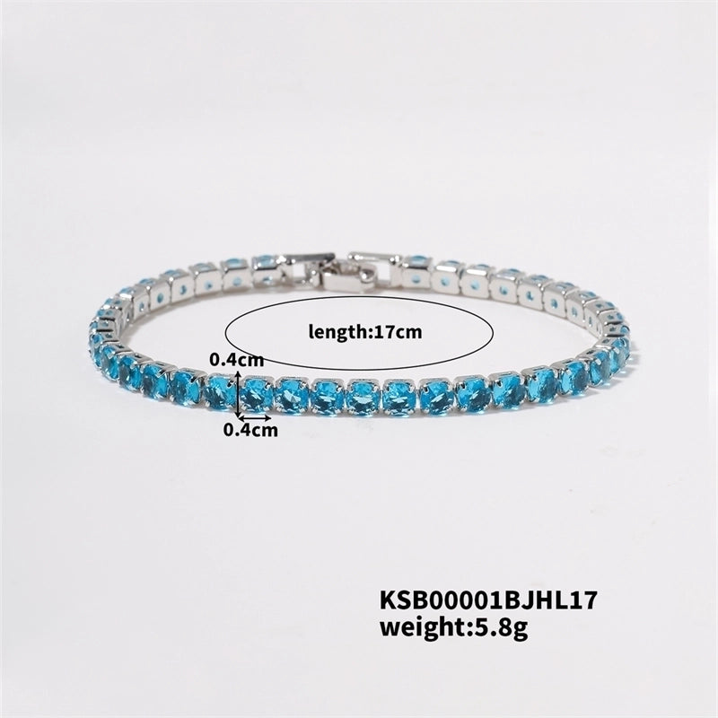 Hip-Hop Solid Color Copper Inlay Zircon K Gold Plated Rhodium Plated Unisex Tennis Bracelet