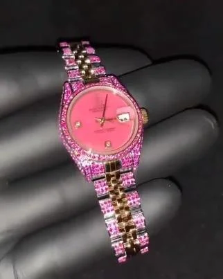 Pink Classic Luxury Womens Watch with gold Watch-VESSFUL