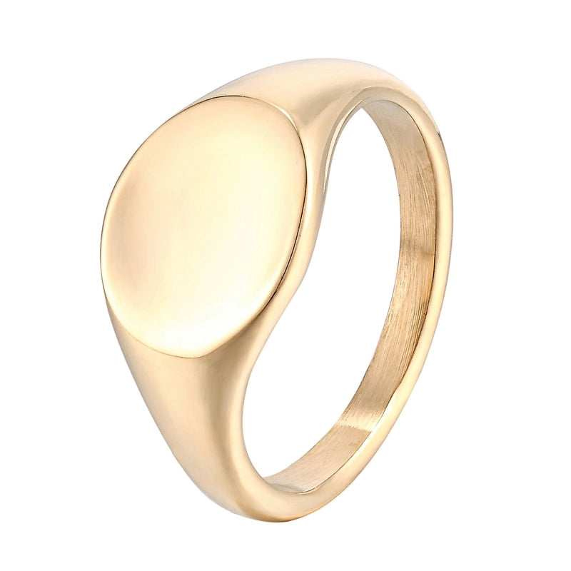 1 Piece Retro Letter Titanium Steel Printing Rings