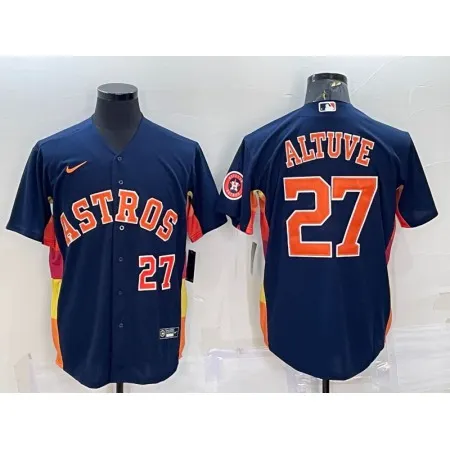 Men's Houston Astros #27 Jose Altuve Navy With Patch Cool Base Stitched Jersey NRCA