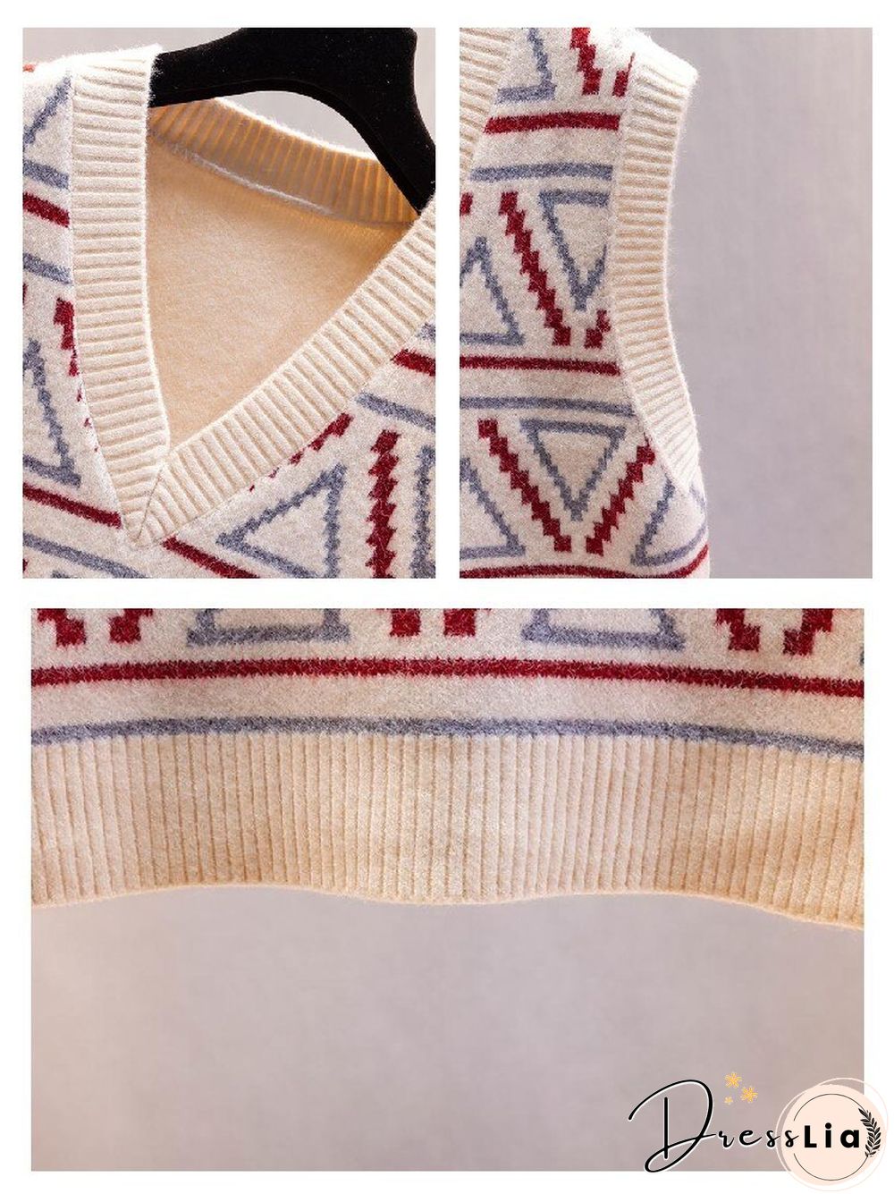 Sweater Vest Women New Autumn Winter V-neck Loose Knit Vest Diamond Lattice Tops Knitted Vest Women Casual Sweater Pullover