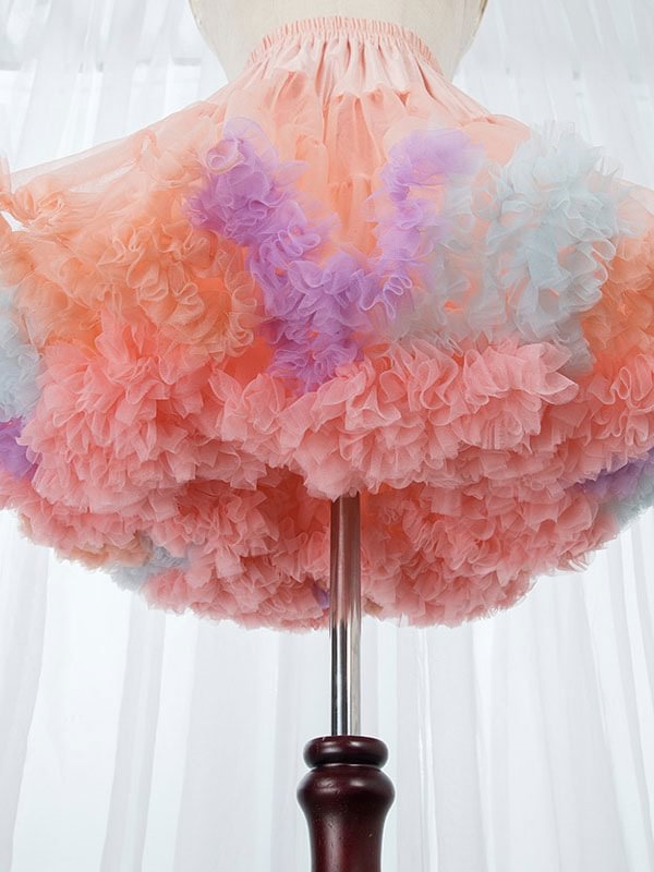 Girls Crinoline Petticoats Pink Lolita Rainbow Tutu Skirt  Novameme