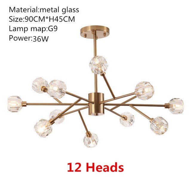 Europe Luxury Chandeliers Plated Metal LED K9 Glass Indoor Lamp Vintage Bar Modern Dining Pendant Decoretion Lighting Fixture