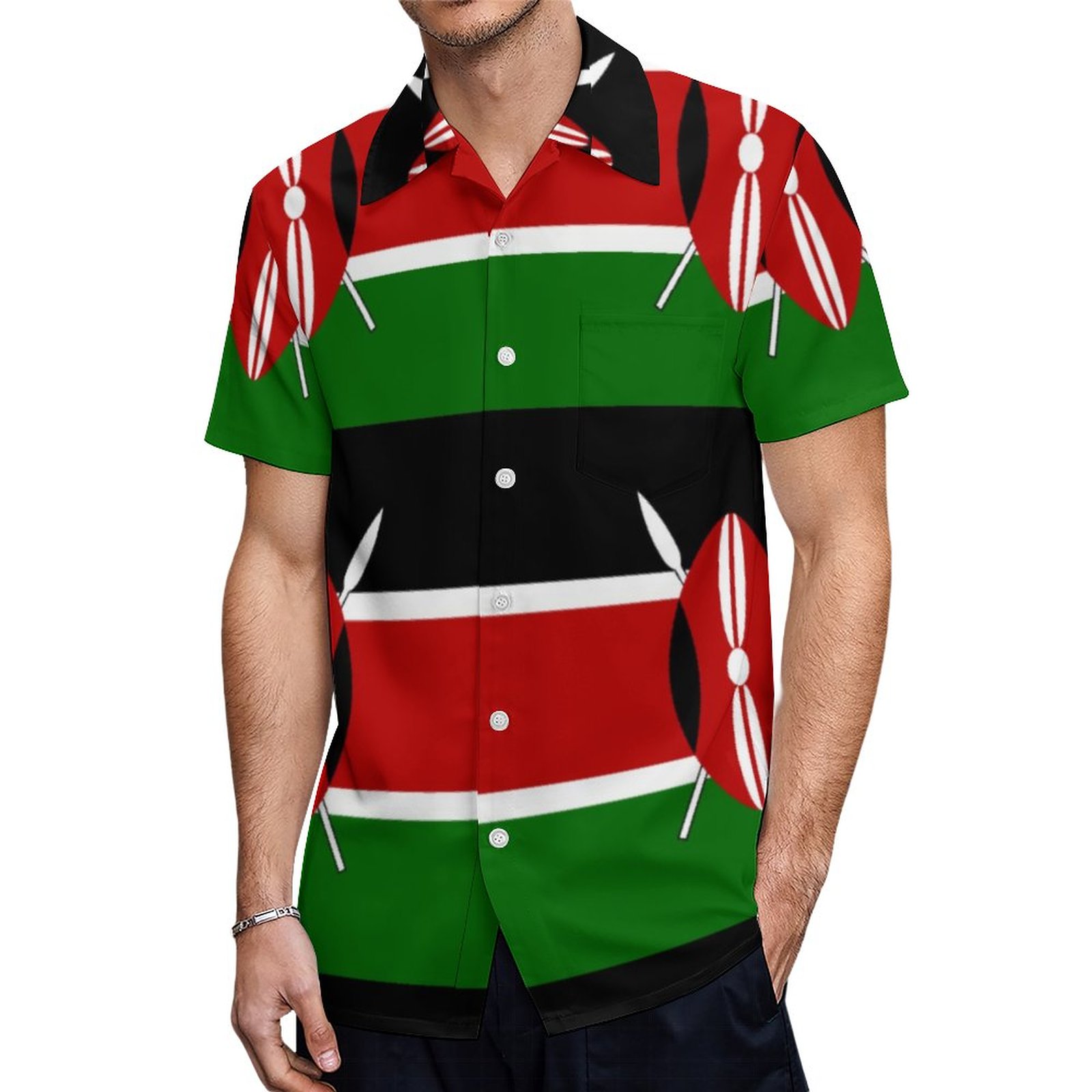 Flag Of Kenya Bendera Ya Kenya Hawaiian Shirt Mens Button Down Plus Size Tropical Hawaii Beach Shirts