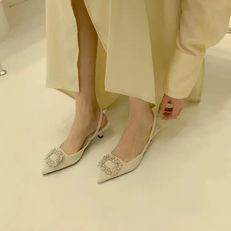 Breakj Breakj Sandals Women 2025 New Summer Drill Side Buckle Fairy Wind After The Air Fine Heel Tip Single Shoes