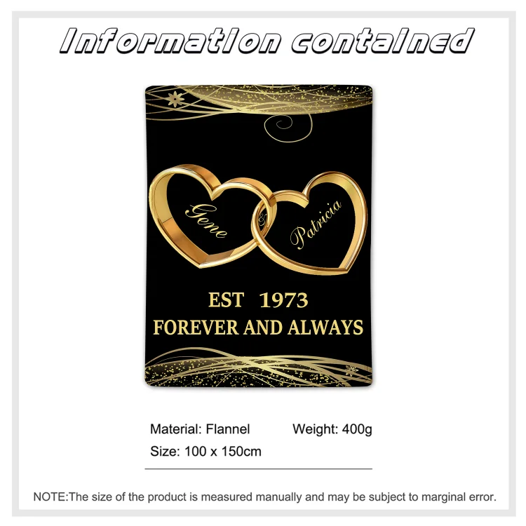 2 Names-Personalized Couple Blanket Engrave Names Sweet Gift "Forever & Always"