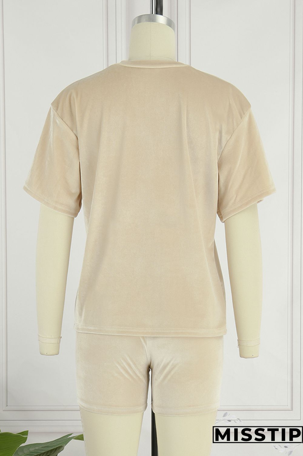 Black Casual Solid Basic O Neck Short Sleeve Two Pieces