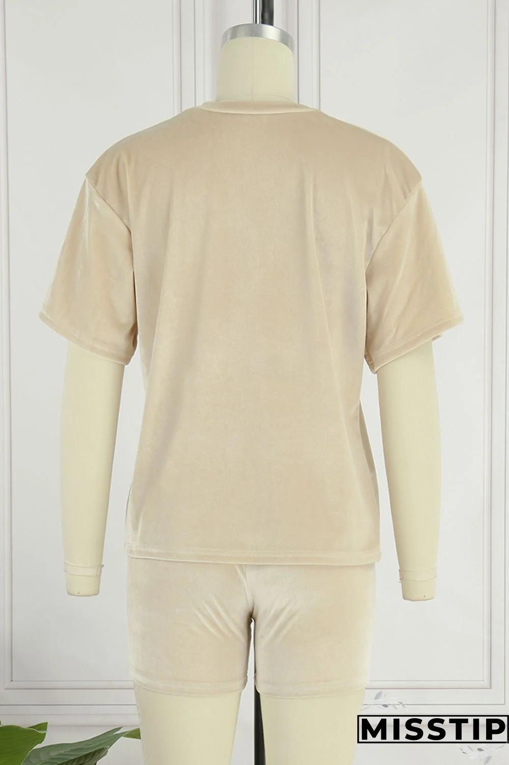 Black Casual Solid Basic O Neck Short Sleeve Two Pieces