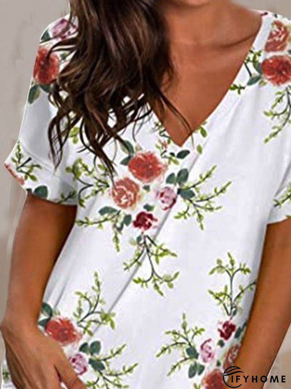 V Neck Cotton Casual T-shirt | IFYHOME