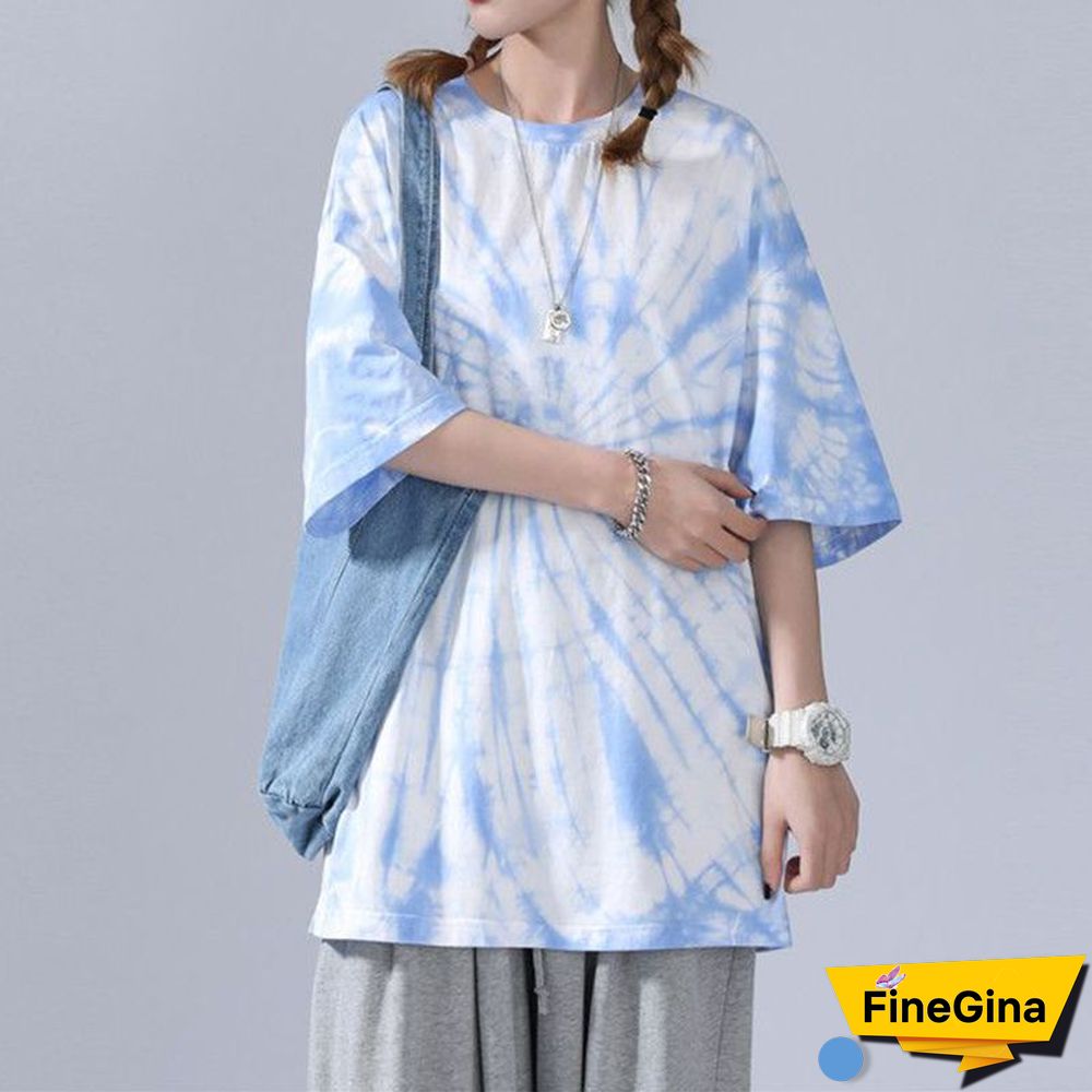 Trendy Casual Gradient Tie Dye Tee Shirts